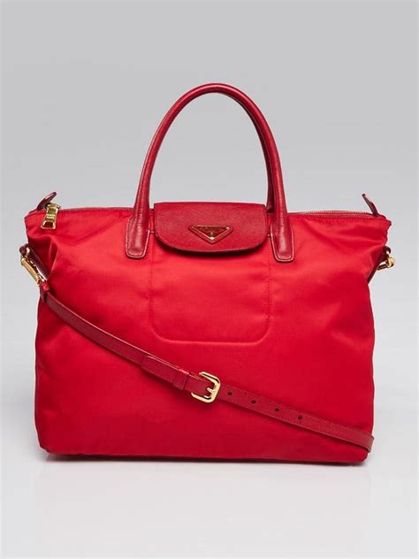 prada bn2541 red|Red Tessuto Nylon and Saffiano Leather Tote Bag .